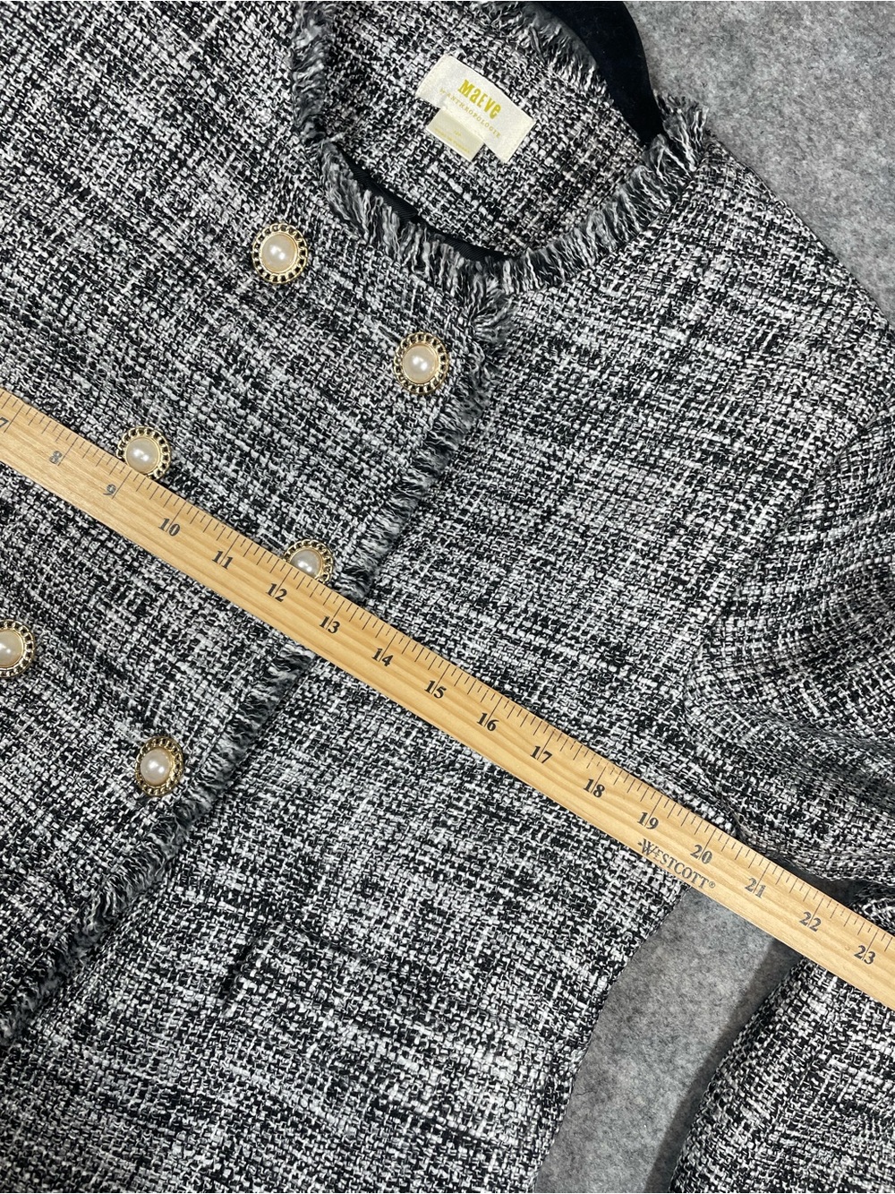 Maeve Anthropologie Womens Black White Tweed Double Breasted Jacket 12P Career - Picture 6 of 15